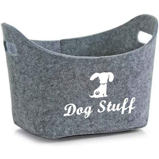 Soft Felt Storage Basket for Dog Toys- Collapsible with Handles, Storage Boxes for Pet Supplies/Clothes,Felt Basket (Grey)