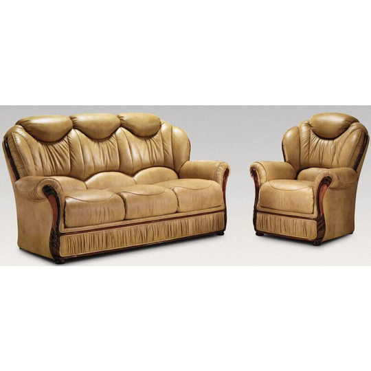 Hawaii 3 Seater + Armchair + Armchair Genuine Italian Nut Leather Sofa Suite Offer