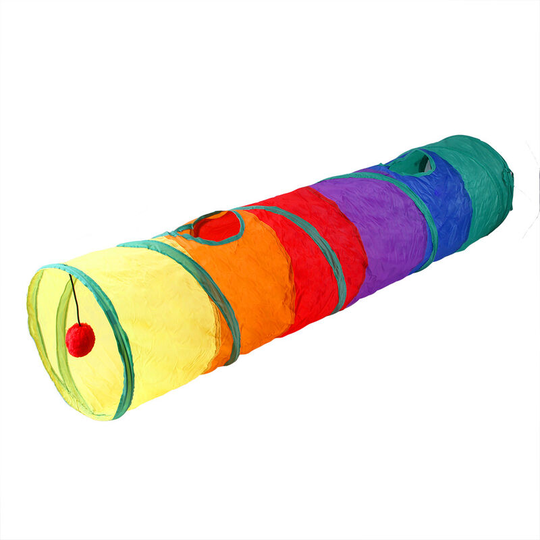 Collapsible Cat Tunnel Street Cat Toy Kitty Tunnel Pompon Ball Cat Interactive Play Toy Hiding Rest -B02104 Rainbow Direct - Thsinde