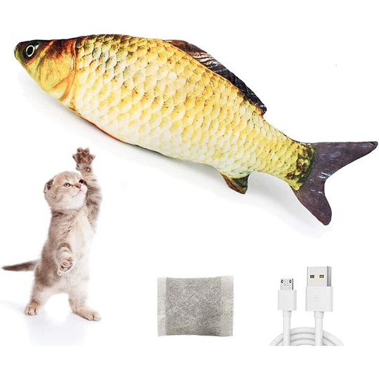 Electric Moving Fish Interactive Catnip Cat Toy Wiggle Flopping Fish Toys Pet Kitten Kitty Toy Realistic Simulation Plush Toy