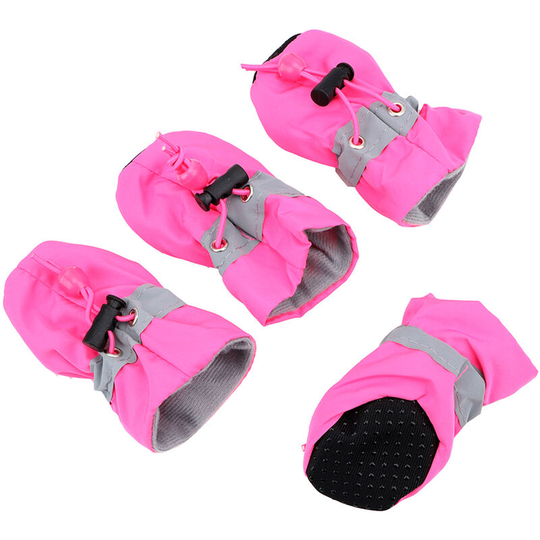 Asupermall - Antiskid Puppy Shoes 4pcs Soft-soled Dog Shoes with Adjustable Drawstring Waterproof Dog Boots Pet Paw Care Protector for Small, Medium