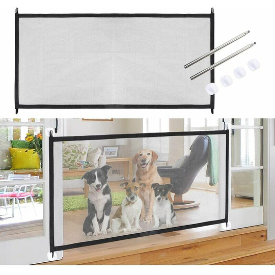 Mesh Dog Barrier Expandable Safety Barrier for Dogs Kids Foldable Pet Net Barrier Portable Door Barrier Stairs Dog Gate -