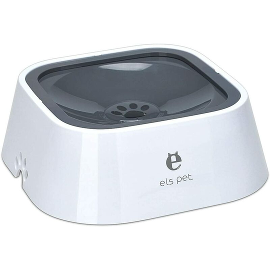 Pet Floating Water Bowl 1.5L No Spill Slow Water Dispenser Anti-Overflow Anti-Drowning Automatic Feeding Bowl for Puppy Dog Cat (Grey)