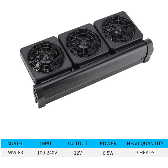 Heguyey - Aquarium Cooling Fans Cold Wind Chiller Adjustable Water Chiller 3 Fan Heads