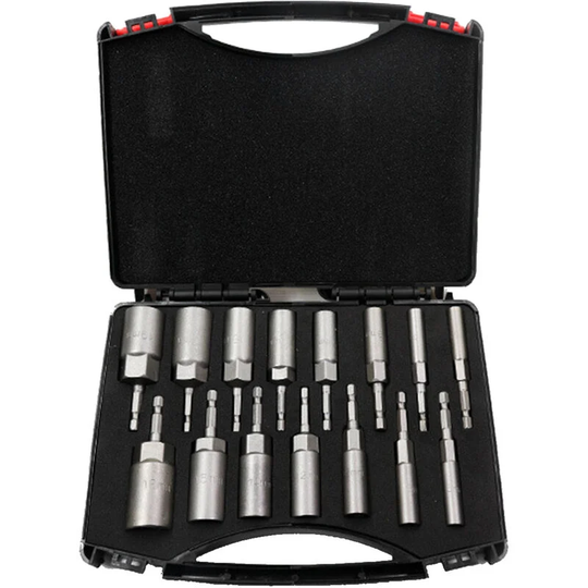 Asupermall - 15 Pcs Power Nut Driver Drill Bit Set 5.5-19mm Chrome Vanadium Steel Hex Bit Socket Set Wrench Screw Drill Bit Holder for Electric Drill
