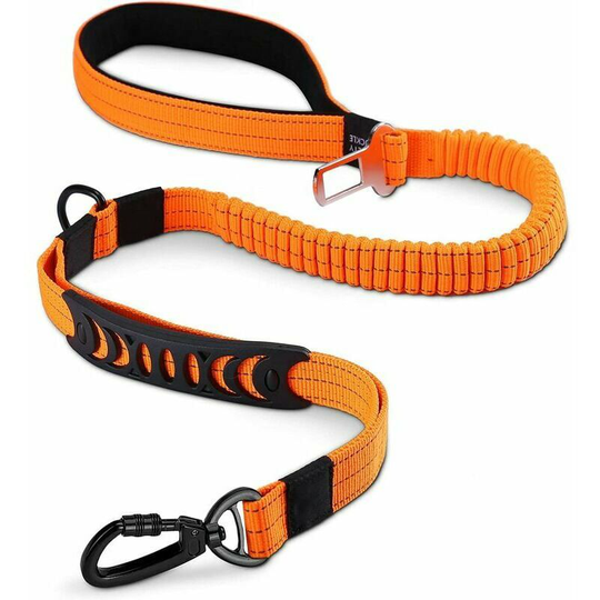 Strong Dog Leash with Padded Handle Anti-Pull Rope Elastic Training Leash for Medium and Large Dogs in Heavy Pulling (110CM-150CM, Orange)