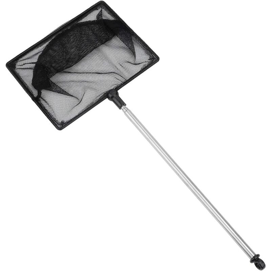 Litzee - Fish Net with Extendable 23-60cm Long Handle for Betta Fish Tank(black)