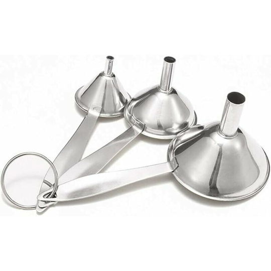 Naxunnn - Stainless Steel Funnel, 3 Pieces Mini Steel Funnel, Stainless Steel Kitchen Funnel Set with Handle and Detachable Strainer for Liquid