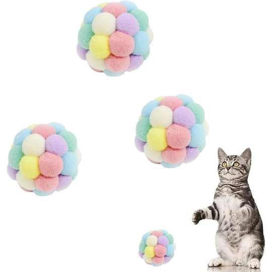 4 Pack Plush Cat Balls Colorful Cat Toy Cat Balls Interactive Toy
