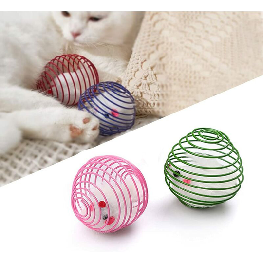 Cat Toys, 2 Pcs Stretchable Cat Springs Toys Interactive Caged Rats Rolling Cat Balls for Cat Kitten