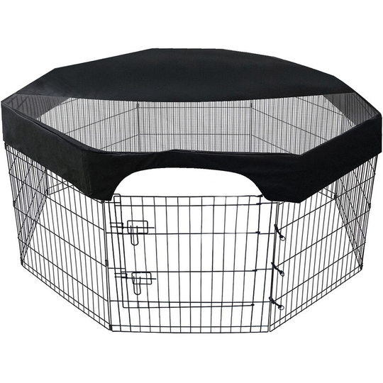 24 Inch Pet Playpen Cover 8 Panels Octagonal Pet Fence Mesh Cover Dog Playpen Sun Protection Shade Cover Waterproof Dog Playpen Top Cover Playpen Not