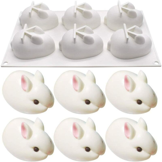 Holes Rabbit Shape Non-Stick Silicone Mold - Silicone Mold Multi-Cavity Molds for Muffin, Cake, Soap, Jelly, Pastry, Cupcake