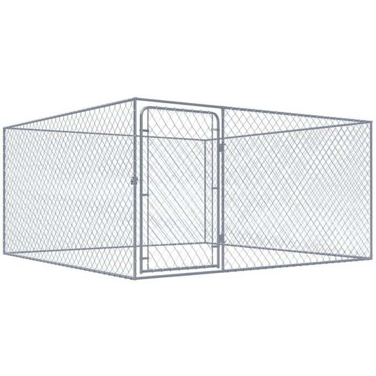 Outdoor Dog Kennel Galvanised Steel 2x2x1 m - Silver