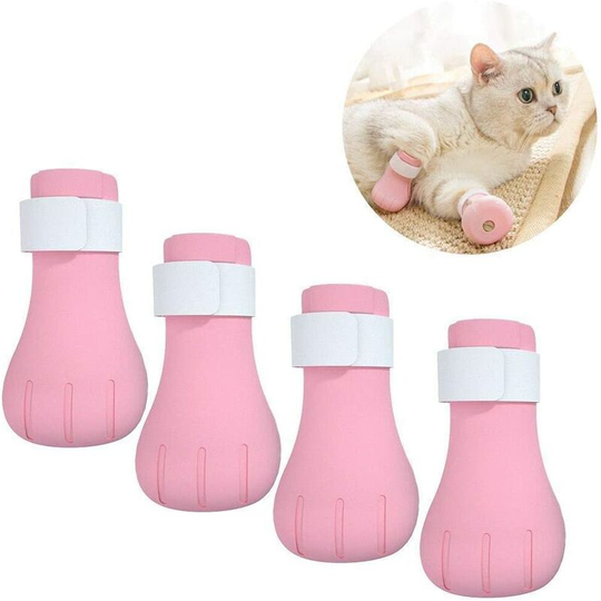 Perle rare 4pcs Anti-Scratch Cats Foot Shoes Boots Silicone Pet Grooming Scratching Retainer Booties Cats Claws Cover Protector