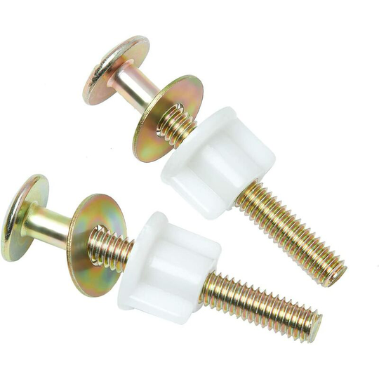 Aougo - 2 Pack Toilet Seat Screws, Steel Toilet Seat Hinge Bolts and Nuts, Heavy Duty Toilet Seat Fastener with Plastic Nuts and Metal Washers,