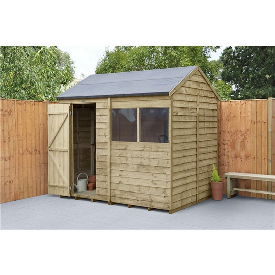 Worcester Pressure Treated Overlap(f) - installed 6ft x 8ft Pressure Treated Apex Reverse Overlap Shed (2.4m x 1.9m) - Modular - includes