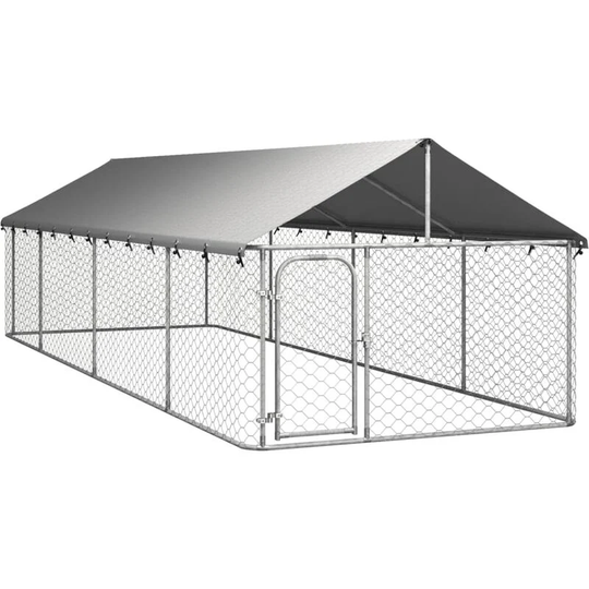 Outdoor Dog Kennel with Roof 600x200x150 cm Vidaxl Silver