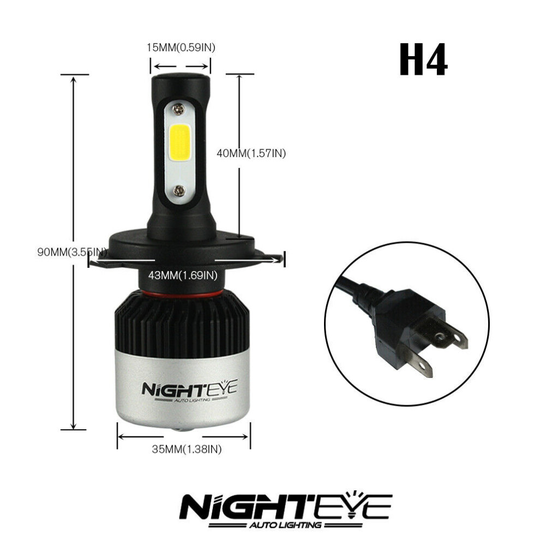 (H4) 2X H7 H4 H11 H1 9005 9006 LED Headlight 72W 9000LM