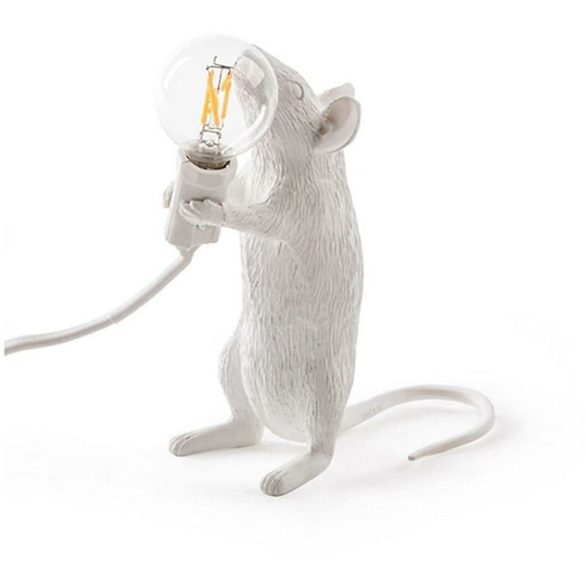 Deckon - Creative 3 Styles Resin Mouse Lamp For Bedroom, Study Desk - White Style c