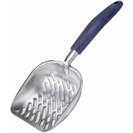 Aluminum alloy litter box with soft handle, big metal litter box spoon