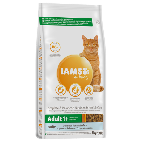 IAMS for Vitality Adult Ocean Fish Dry Cat Food - 3kg