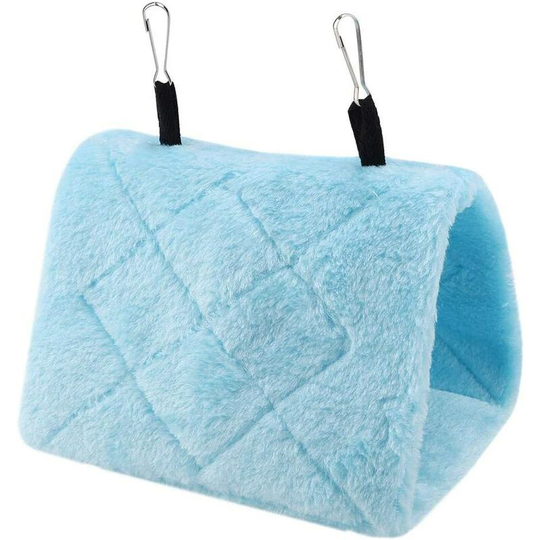 Peony Parrot Hammock Bird Nest Warm Soft Plush Hammock Hanging Cage Tent for Parrot Birds Winter Warm Bed Pet Toy Pocket Cotton Bed (l- Blue)