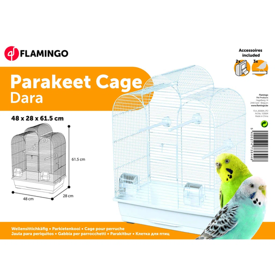 Flamingo Parakeet Cage Dara 45 x 28 x 61.5cm White