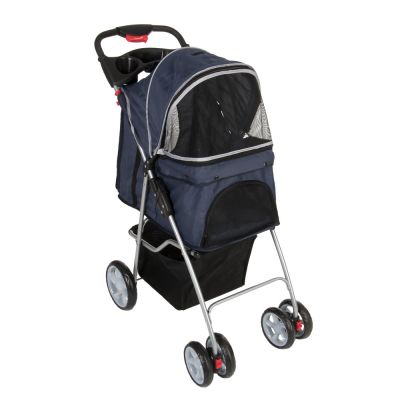 Sporty Pet Stroller for Small Dogs - Navy Blue & Grey