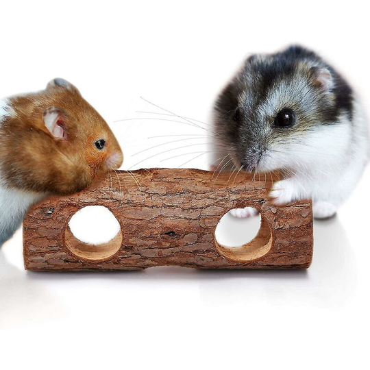 Hamster and gerbil log chew toy bird solid wood stand molar rabbit cat dog toy tree tube (15cm)