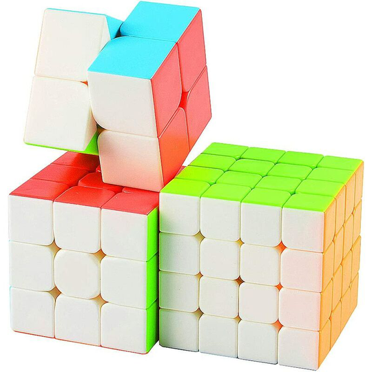 Speed Cube Set , Smooth Magic Cube Set of 2x2 Stickerless, 3x3, Speed Cube 4x4x4 Stickerless Professional Puzzle Cube, Brain Teasers Toys with Gift