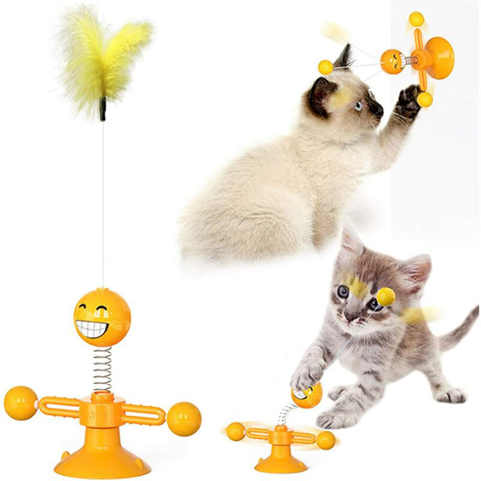 Feather Toys Cat Toy Feather, Interactive Cat Toy, Windmill Cat Toy, Cat Toy Ball, Educational Cat Toy with, Funny Cat Toy, Swirl Toy (Orange)