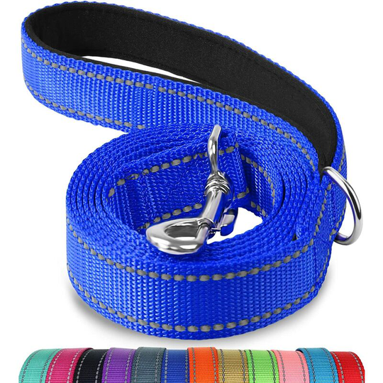 Heavy Duty Reflective Double Sided Dog Leash, with Padded Handle, 1.2m x 2.5cm, Navy Blue