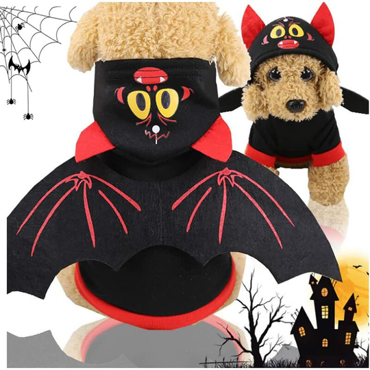 Dog Cat Halloween Costumes, Pet Bat Wings, Halloween Cat Clothes, Dog Halloween Costume for Halloween, Christmas Cosplay Party(L)