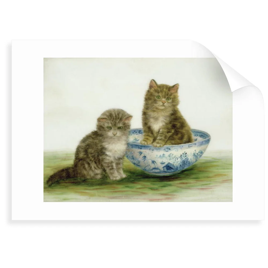 'Kitten in a Blue China Bowl' Painting