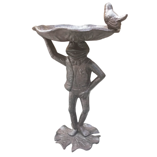 Frog Holding Bird Feeder