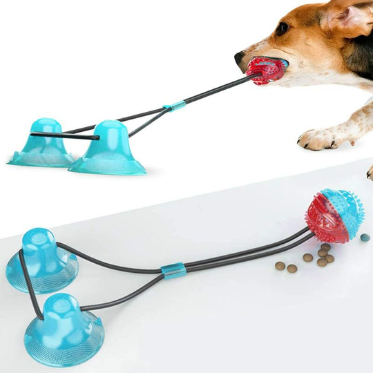 Dog Chew Toy with Suction Cup Dog Chew Toy Pet Chew Toy Teeth Cleaning Ball tpr Puppy Interactive Training Rope Blue