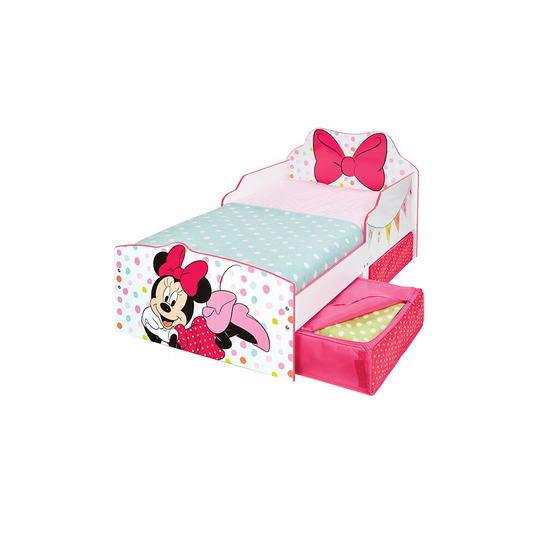 Minnie Mouse Toddler Bed With Fibre Mattress and Storage