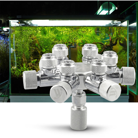 Aquarium Tank CO2 Splitter Regulator Distributor Needle Fine Adjusting Valve for CO2 Regulator,6 Way Outlets - 6 Way Outlets