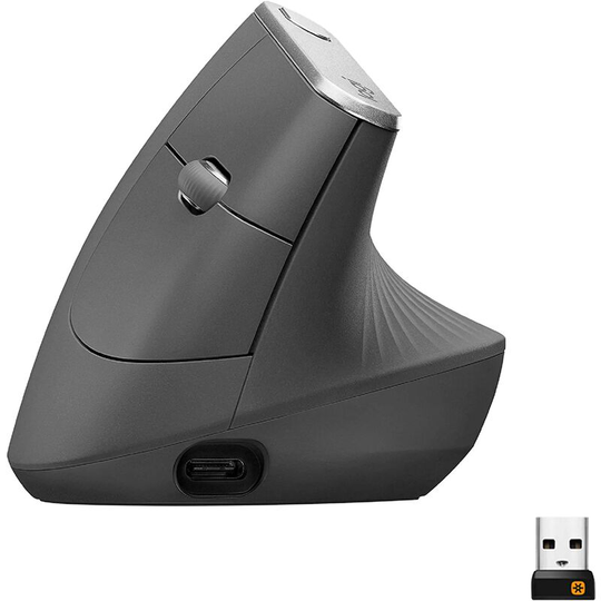 FVO - Logitech mx Vertical Ergonomic Wireless Mouse, Multi-Device, Bluetooth or 2.4 GHz with Unifying usb Receiver, 4000 dpi Optical Tracking, 4