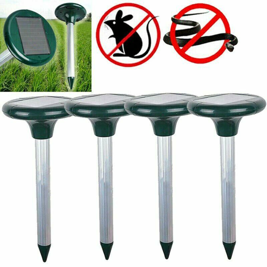 Monly - 4pcs Ultrasonic Solar Mole Repeller Solar Repellent Ultrasonic Snake Repeller Waterproof Anti Mole Rat Mouse Snake