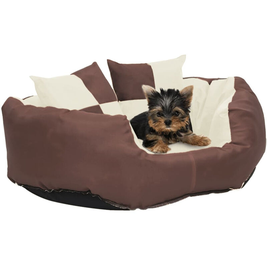 Reversible & Washable Dog Cushion Brown and Cream 65x50x20 cm