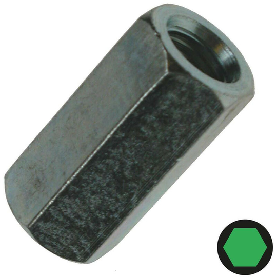 Un-branded - M12 x 36mm Hex Connector Nut - Box of 25 - Silver