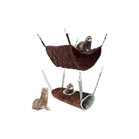 Thsinde - Small animal hammock - Hammock bed and tunnel cage - Suitable for rat, hamster, squirrel, sugar glider, guinea pigs, ferret - Cage toy
