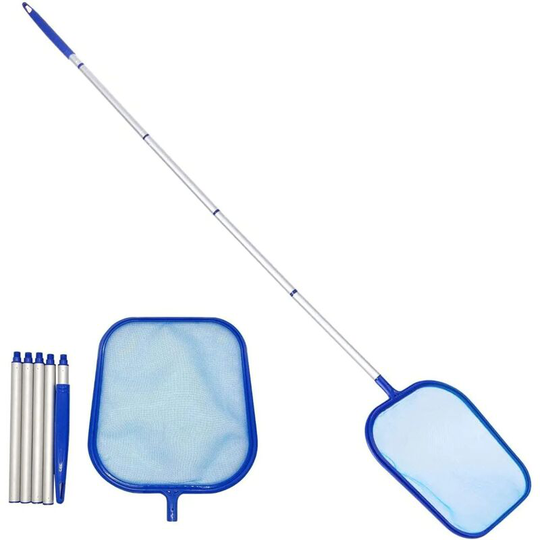 Monly - 150cm Long Handled Pool Landing Net with Pole, Pool Net for Cleaning Leaves, Bugs and Trash, Fine Mesh Swimming Pool Cleaning Net for