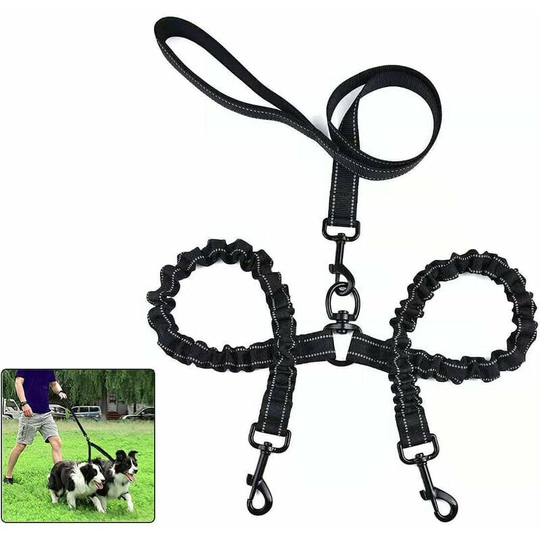 Double Dog Leash for 2 Dogs,Dog Leash,360°Tangle-free Double Dog Leash,Multifunctional Detachable Leash,Elastic Material Shock Absorption