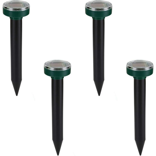 Denuotop - Solar Mole Repeller 4-Pack Ultrasonic Mole Repeller Intelligent Solar Mole Hunting Combine Sounds and Waterproof Solar Charger for Outdoor