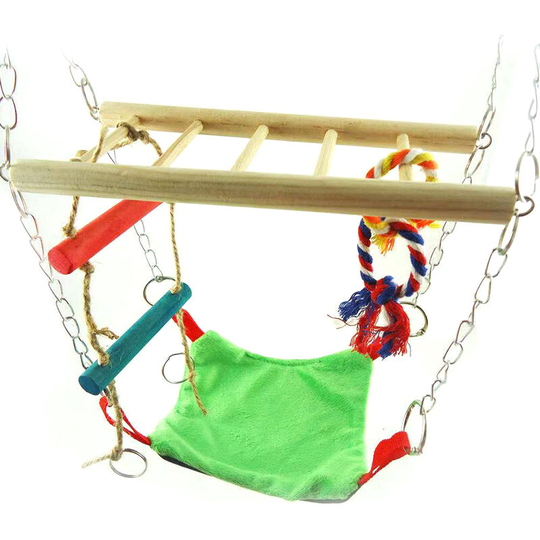 Asupermall - Hamster Swing Bed Toys Hamster Ladder Bird Hanging Ladder Wooden Suspension Bridge Hammock for Parrots Birds Squirrel Hamster Guinea