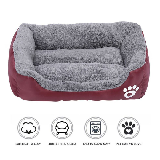 (Wine Red, S: (43X32cm)) Pet Dog Cat Bed Soft Warm Cushion Puppy Kennel Mat Blanket Washable