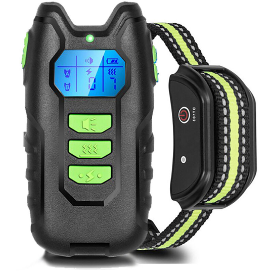 Muff - Dog Training Collar With Remote Control Rechargeable Adjustable Vibration Level Green