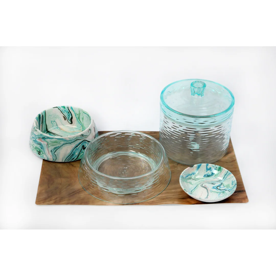 Moxie Marbel Swirl & Icicle Pet 4 Piece Bowl Set